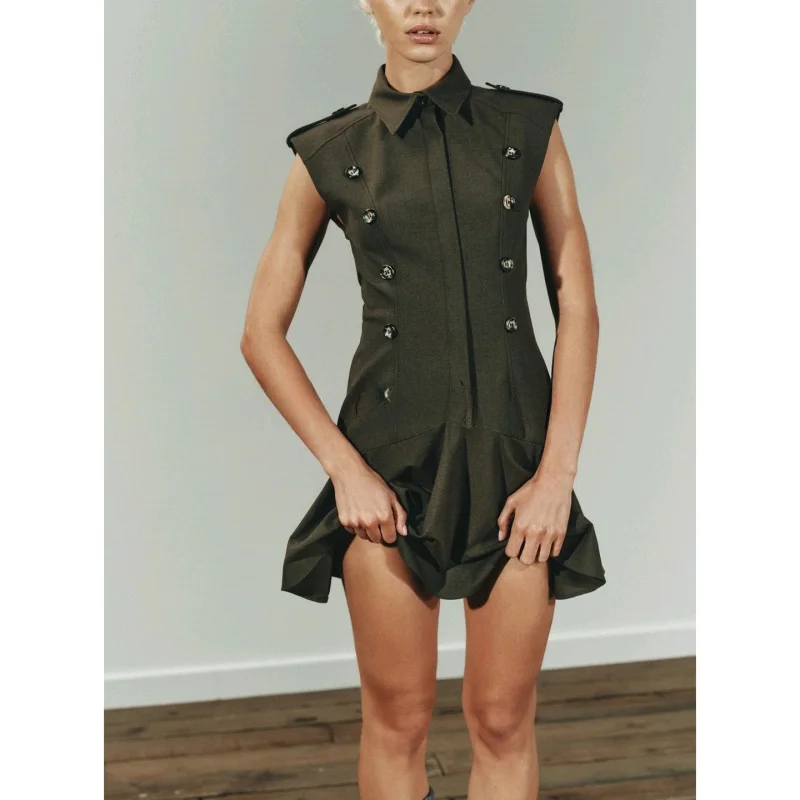 Outono novo feminino ort Svel flip-cover colarinho Dr acolchoado oulder em camadas decoração casual sle fibra de poliéster