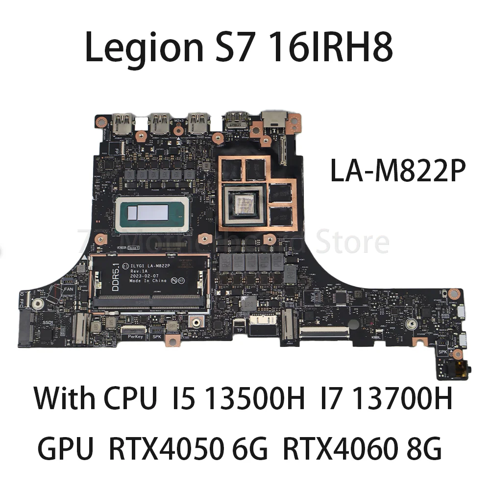 Laptop Mainboard For Lenovo Legion S7 16IRH8 LA-M822P With CPU I5 13500H I7 13700H GPU RTX4050 6G RTX4060 8G RAM 16G 5B21L45408