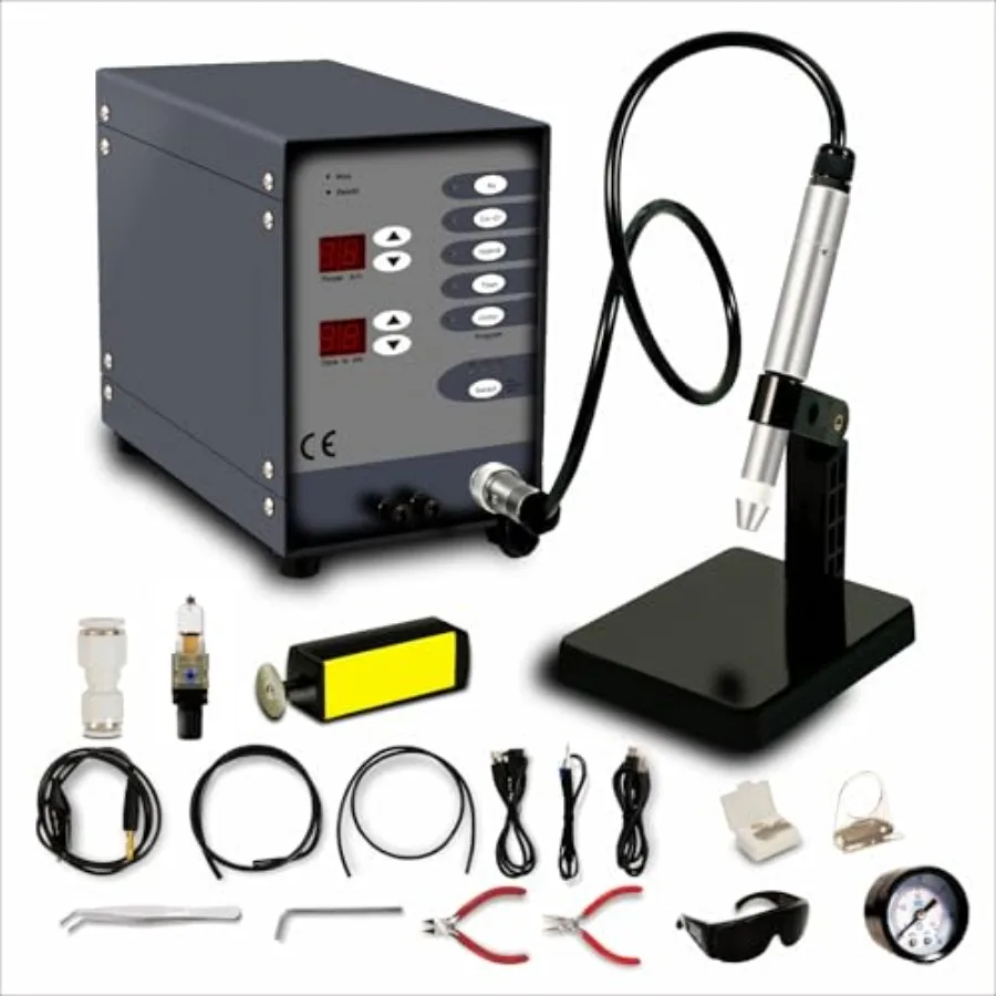 

Jewelry Permanent Welder Machine 100A Pulse Arc Spot Welder Kit for Seamless Bracelets Chains Gold Silver Welding Tool with Foo