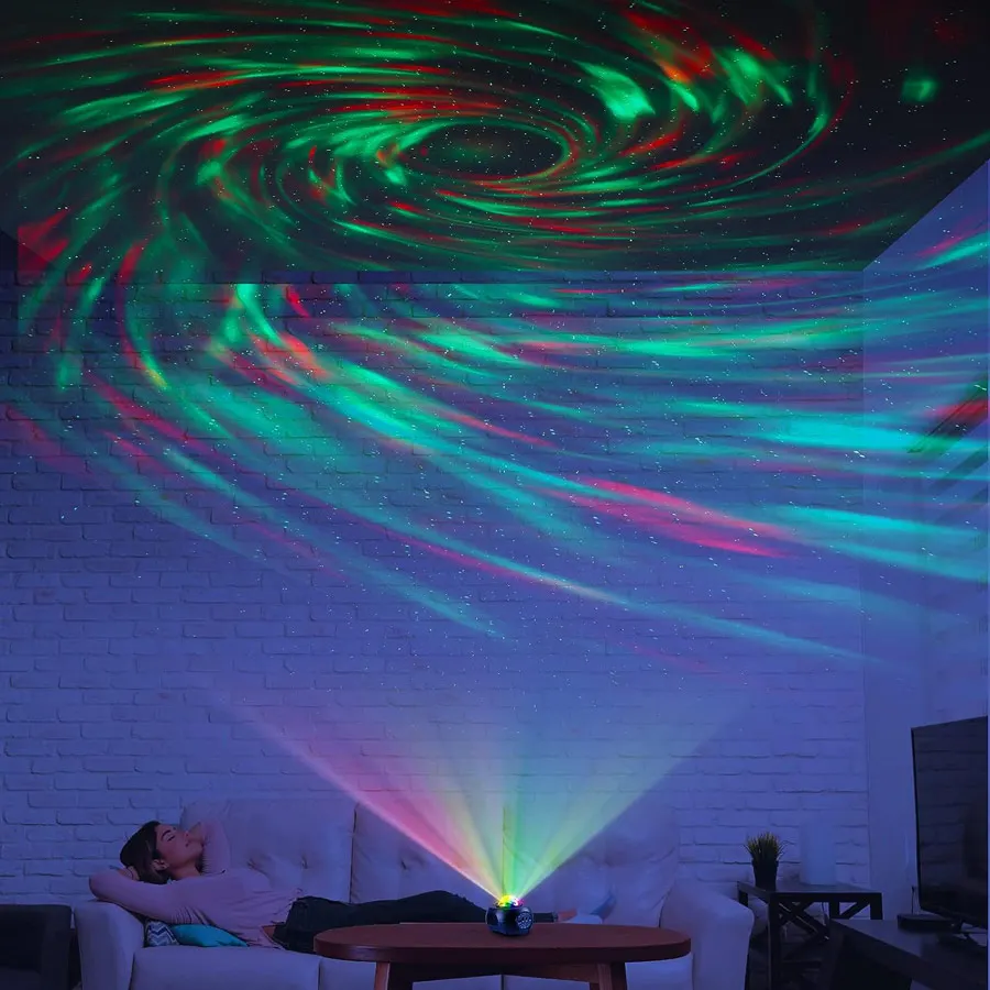 أورورا جالاكسي دوران APP السماء الإسقاط حزب الضوء الأخضر الليزر ستار ليلة حالمة عيد الميلاد عيد الميلاد الغلاف الجوي الخفيفة