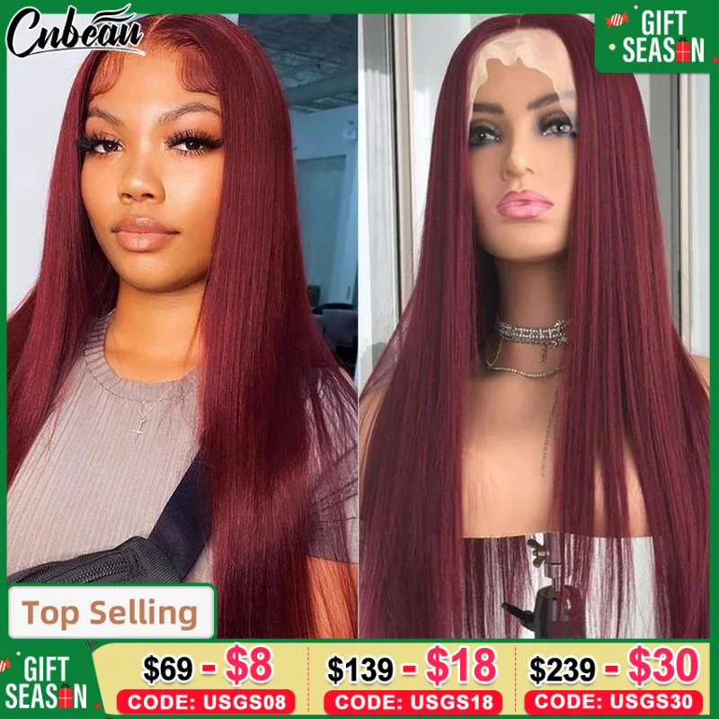 13x6 Hd Lace Frontal Wigs Straight Human Hair Wig 99J Burgundy Frontal Wig 30 Inch Colored Lace Front Closure Wig Human Hair