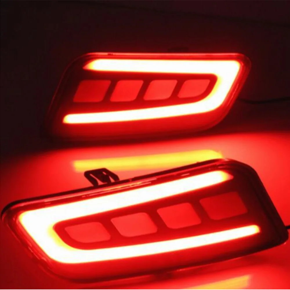 

2PCS Red LED Bumper Reflectors Lights Rear Foglights For Ford Everest Crosstrek Brake Taillights