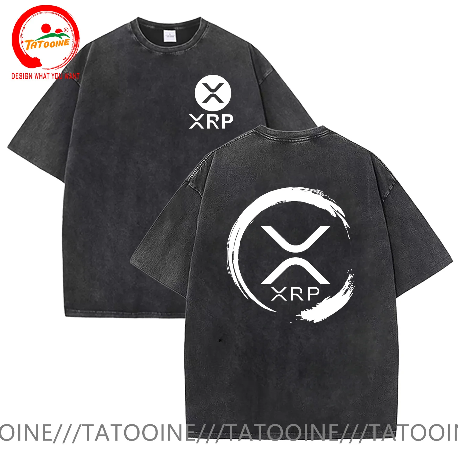 

Винтажная хлопковая футболка с волнистым логотипом, рубашка с логотипом XRP, футболка с криптовалютой и криптовалютой, мужская модная модная повседневная одежда