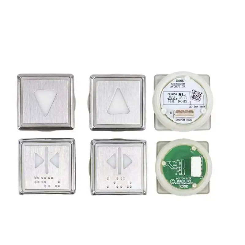 Imagem -02 - Botões de Elevador para Kone Chaves Quadradas Fundo Redondo Seta Interruptor Numérico Luz Vermelha com Braille Peças de Elevação de Quadro Branco Pcs