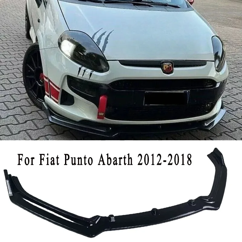 Gloss Nero Paraurti Anteriore Labbro Mento Spoiler per Fiat Punto Abarth / Esseesse 2012-2018 Auto Labbro Anteriore Splitter Diffusore Bodykit