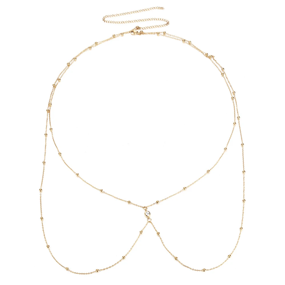 MinaMaMa Free Size Stainless Steel Waist Chain Crystal Belly Chain For Women Summer Beach Bikini Sexy Crystal Body Chain Jewelry