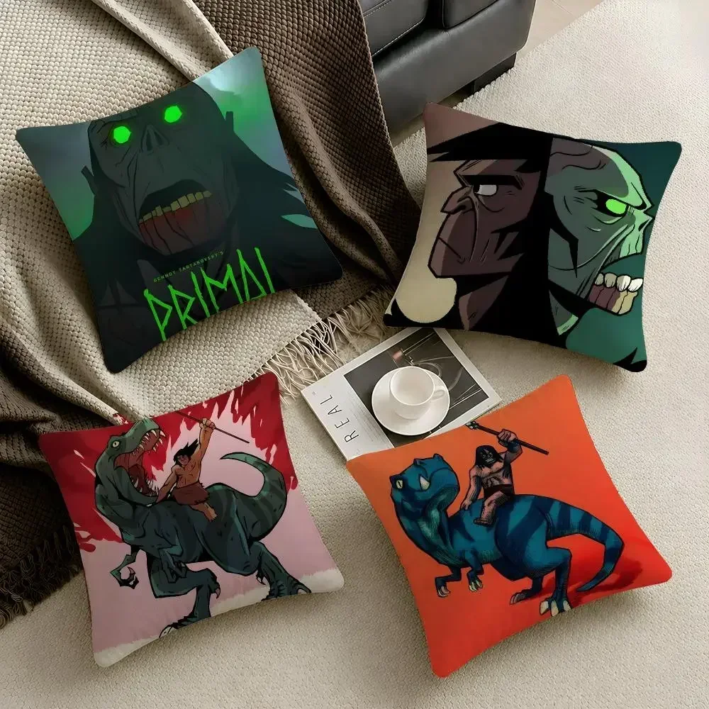 TV Primal Spear Fang Genndy Tartakovsky Cushion Cover Throw Pillow Soft Short Plush Cozy Durable Sofa Bedroom HomeDecor