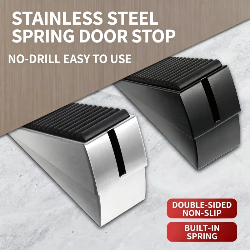 Upgraded Drill-Free Door Stopper Wedge – Windproof Anti-Slam Security Guard, Strong Fixation Non-Slip Pad for Bottom Gap (No Dri