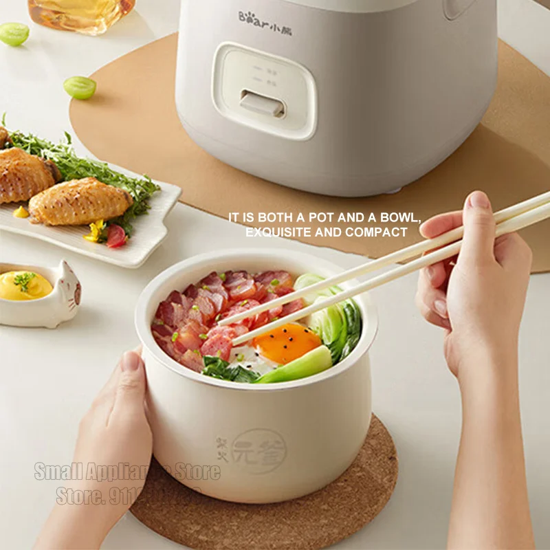 Bear Rice Cooker 1.6L Capacity Portable Multifunctional Household Electric Cooker Cute 220V Kitchen Appliances For Dormitory