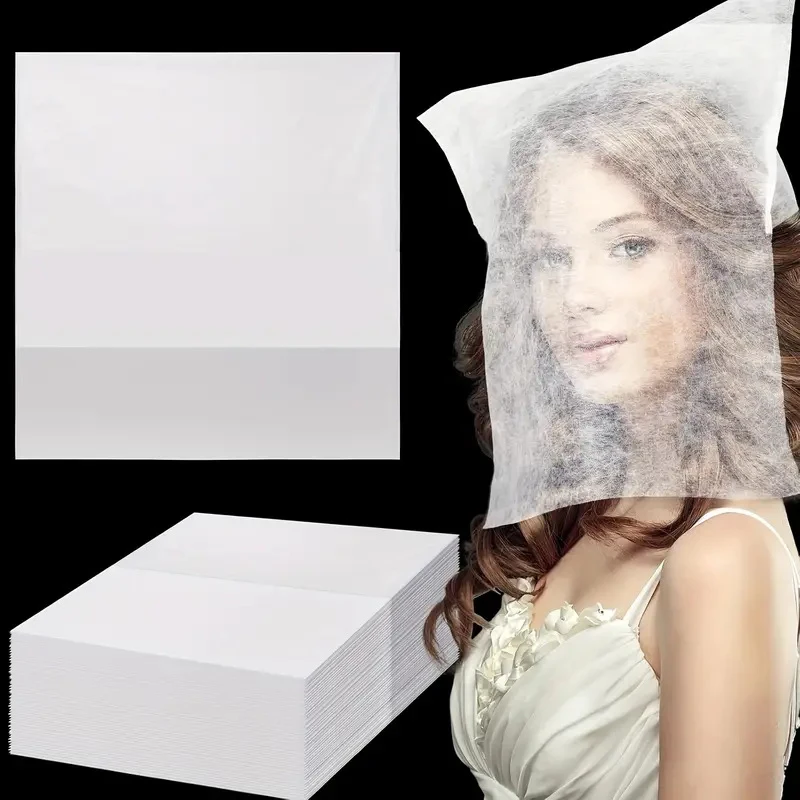 **50pcs Disposable Makeup Protector Hoods Breathable Cosmetic Beauty Masks For Bridal Party Wedding Travel Daily Makeup