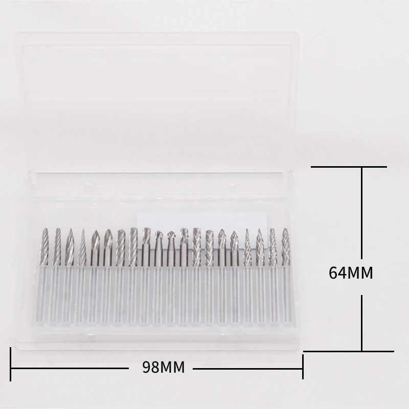 20pcs Carbide Metal Grinding Head Set 3mm Multiple Specifications Double Slot Single Slot Mix Metal Wood Grinding Tools