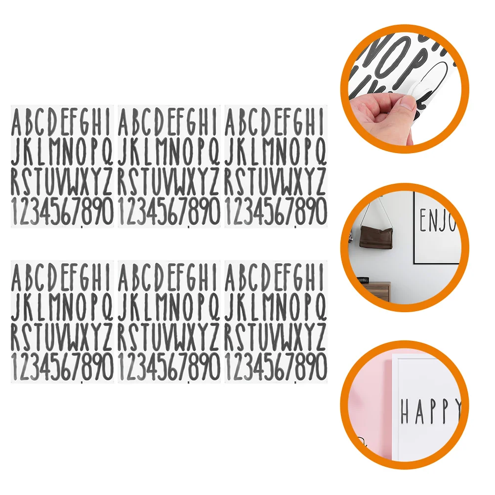 

6pcs 6 Sheets Pvc Letter Stickers Multi-Purpose Alphabet Adhesive Decals For Mailbox Door Office Outdoor Indoor Use