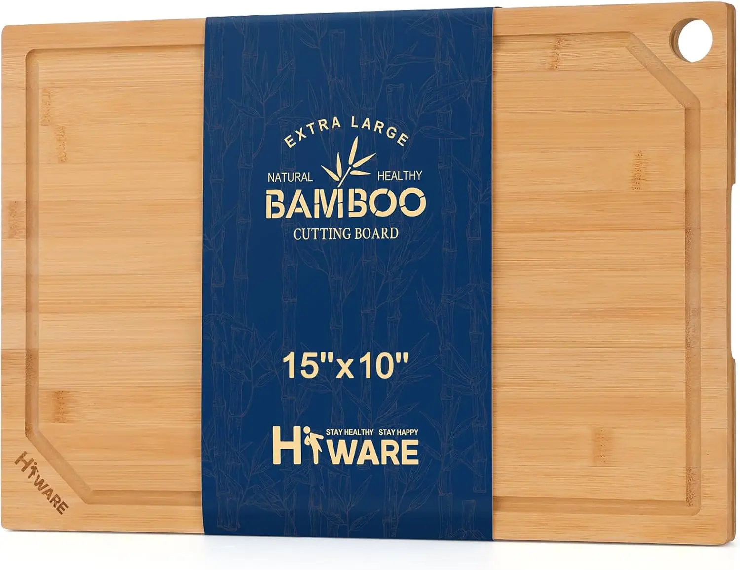 Bamboo Cutting Board for Kitchen, Heavy Duty with Juice Groove, 15x10 Inch, Knife Friendly