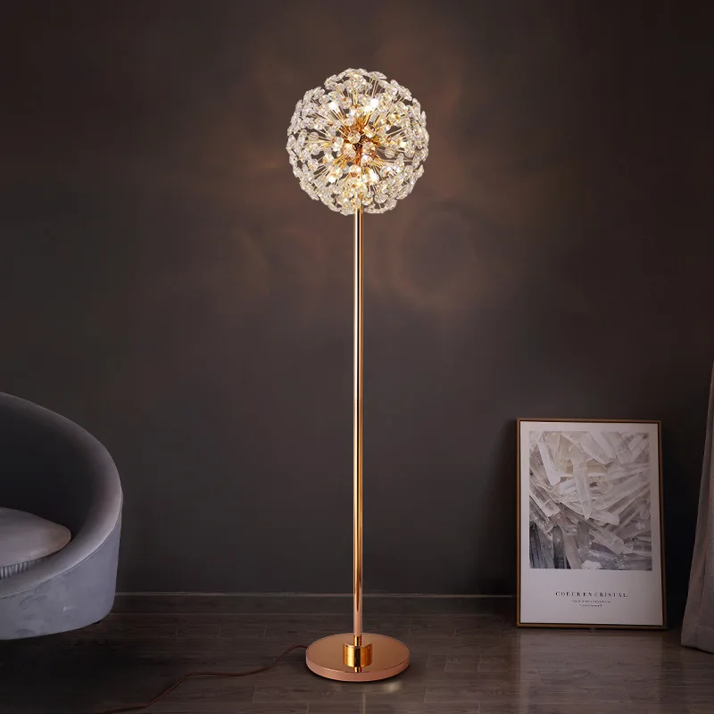 Imagem -03 - Simples Modern Starry Crystal Floor Lamp Living Room Bedside Lamp Nordic Dandelion Quarto Bedside Lamp Sun Flower Table Lamp Personality Bedside Lamp