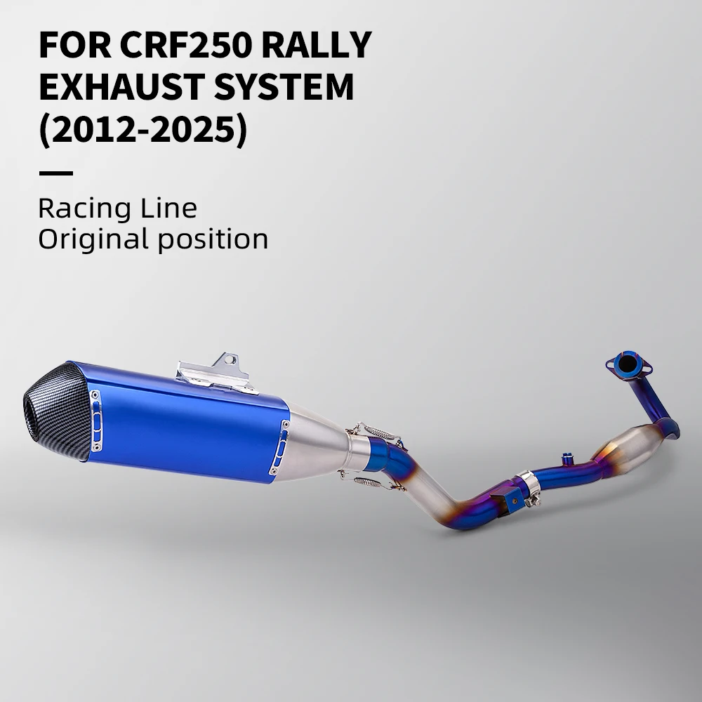 2012-2025 CRF250 RALLY Full Stainless Steel Motorcycle Exhaust Pipe Kit Slip-On with Heat Shield Condition New