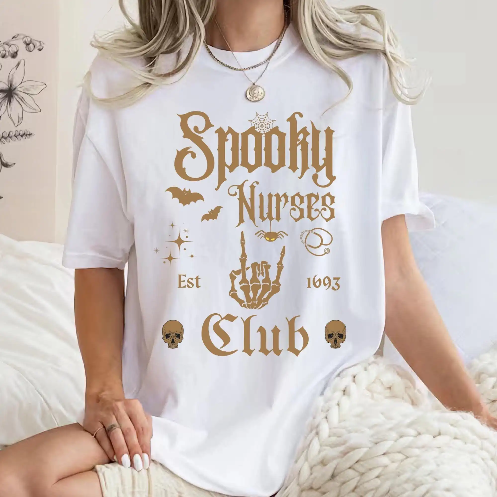 Spooky Nurses Club T Shirt Comfort Colors Halloween Nurse Crew Hospital Ghost Boo