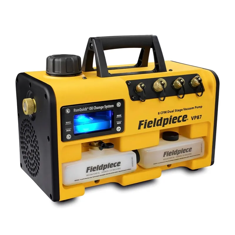 

Fieldpiece VP87 Vacuum Pump – 8 CFM, ¾ HP DC Motor, RunQuick Oil Change System Portable Professional HVAC Tool -A2L Compatible