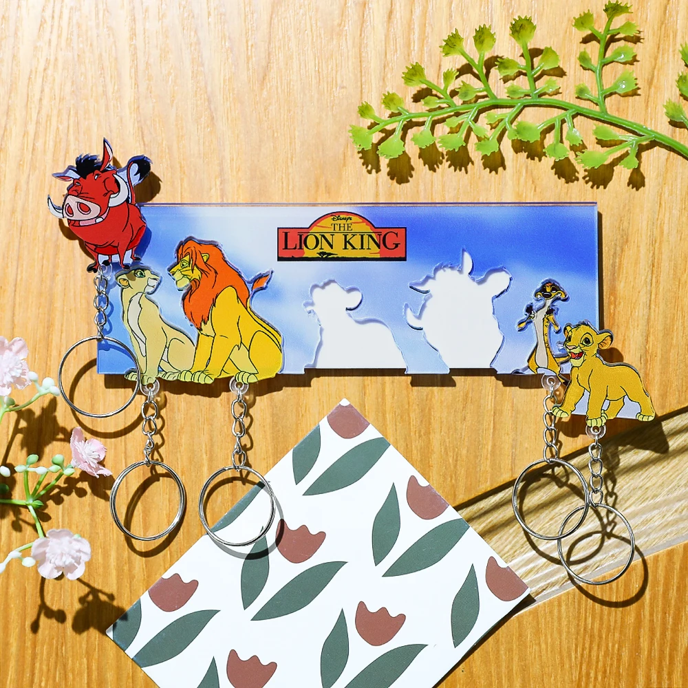 Il Re Leone Decorazioni per la casa Portachiavi da parete Prevenzione delle perdite Coppia Portachiavi Gancio Chiave Ciondolo Adesivi per frigorifero Cartone animato condiviso