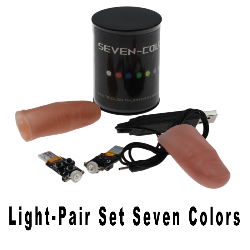 Top Quality Professional Light-Pair Set Seven colors Super Light Thumbs Tips stage magic tricks props illusions magie gimmicks