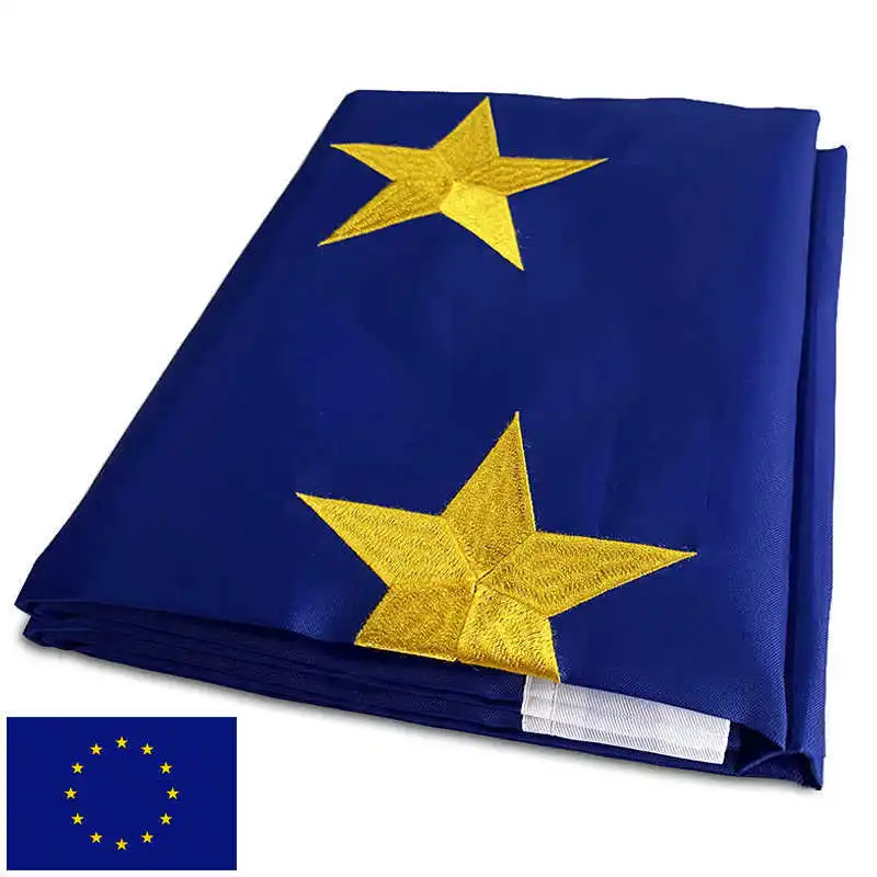 

Embroidered European Union EU Flag Europe 90x150cm Oxford Nylon Waterproof Durable Brass Grommet Flying National Flags Banners
