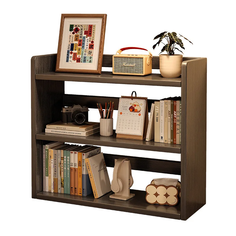 Solid wood desktop bookshelf table shelf household children's desk vertical multi-layer storage rack table small bookcase