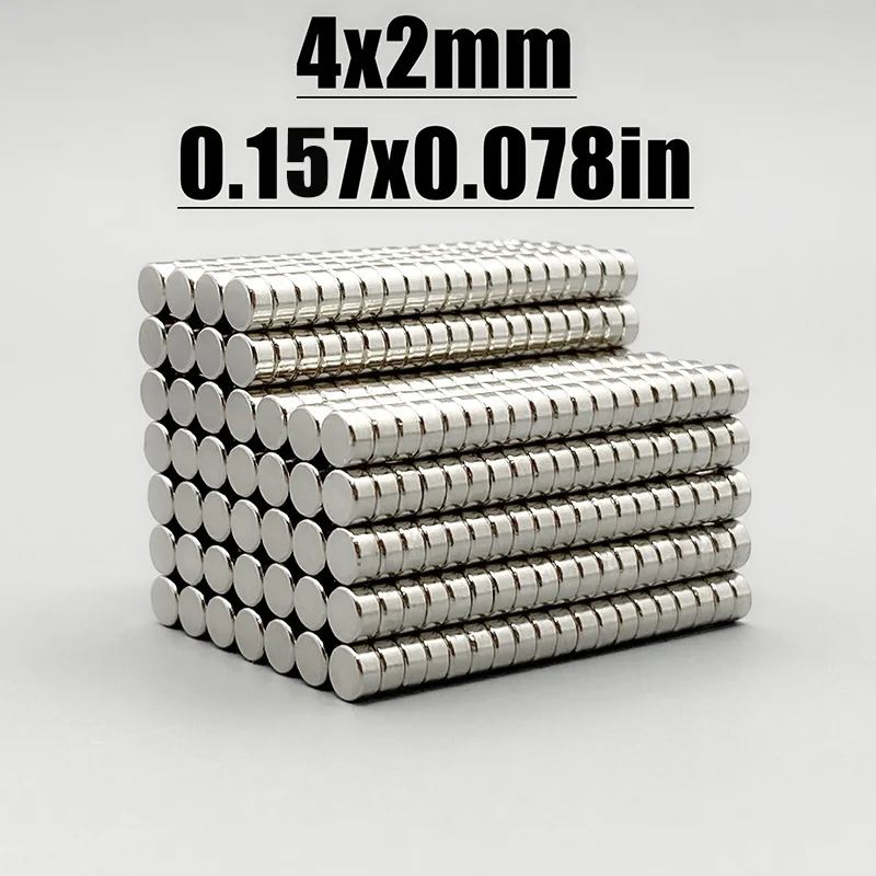 50-3000pcs 4x2mm Magnet Neodymium Magnet N35 NdfeB Round Shape 4*2 Magnet Accessory Permanent Magnetic Imanes Fridge Diy Magnets