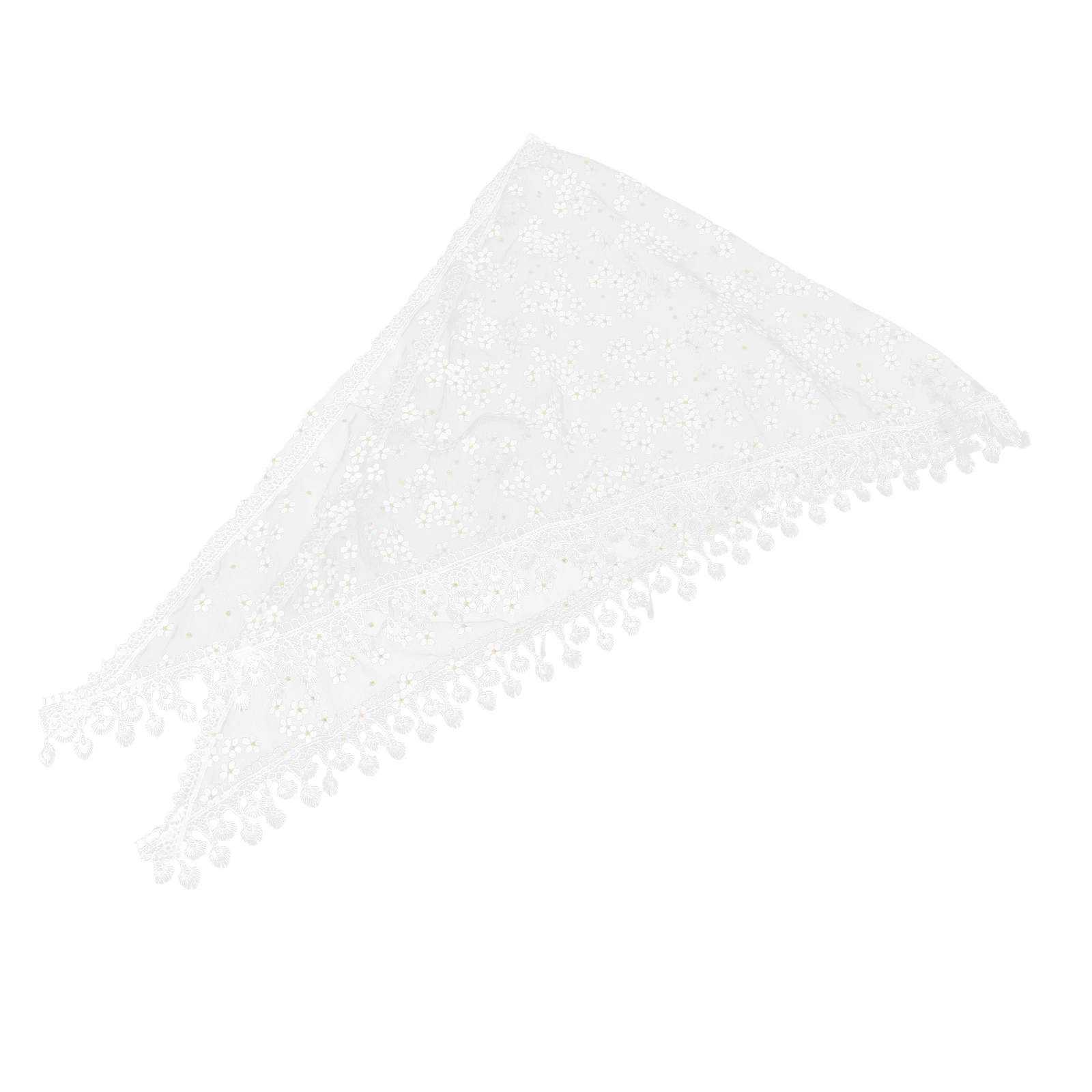 

Floral Lace Triangular Scarf Tassels Breathable Mesh Versatile Headscarf Women Catholic Weddings Special Occasions Exquisite