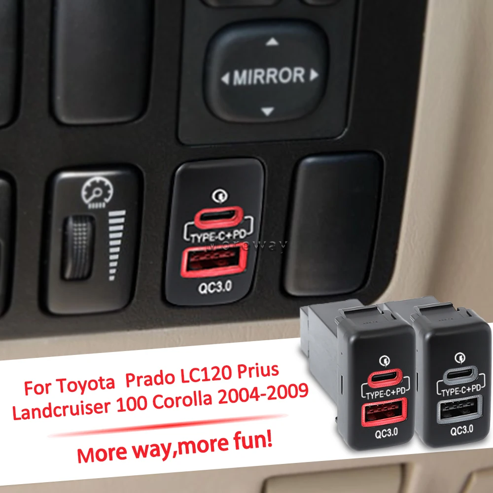 carregador-pd-usb-tipo-c-com-led-vermelho-carregamento-rapido-para-toyota-corolla-2004-prado-lc120-landcruiser-100-tundra-senna-reiz-acessorios