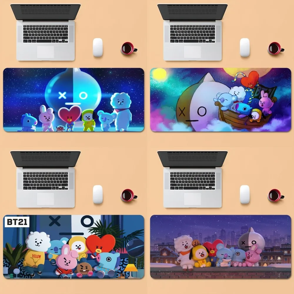 

BEAST KINGDOM Cartoon B-BT21 Cute Mousepad Office Large Small Computer PC Keyboard Mouse Rubber Game Anti-Slip Mice Mat Big