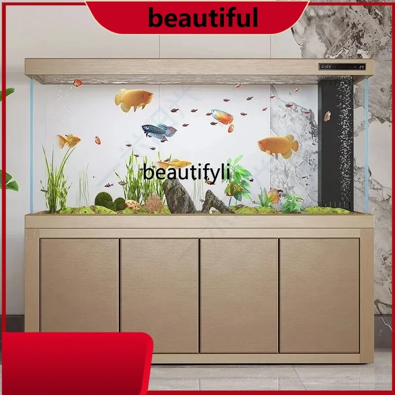 

H Fish tank living room ultra-white glass large ecological bottom filter integrated dragon fish tank H H