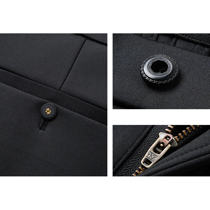 عالية سترتش الشتاء الصوف الدافئة الأعمال السراويل الرجال مرونة الخصر الكلاسيكية العمل مكتب بدلة رسمية بنطلون حجم كبير 29-40 #4