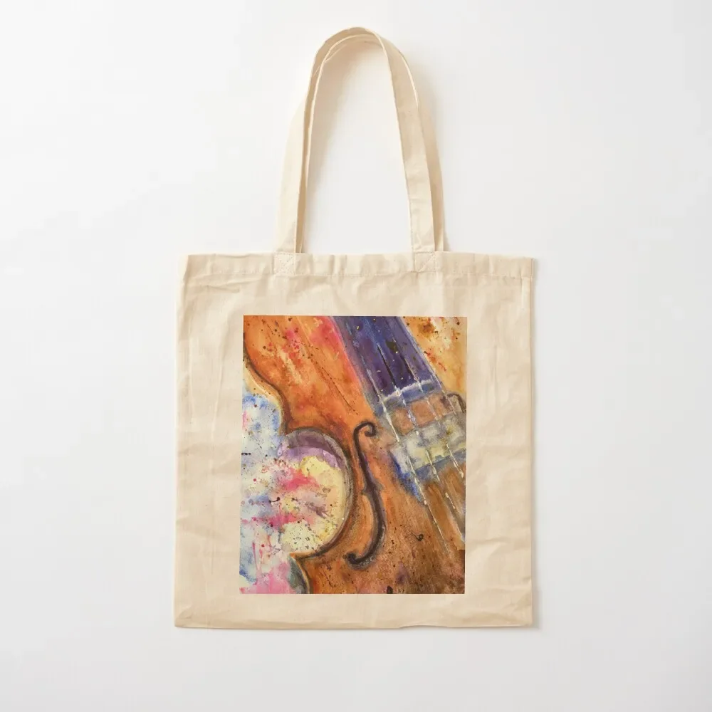 Euphoric Strings: Watercolour Painting of a Violin Tote Bag tote men's Cloth screen