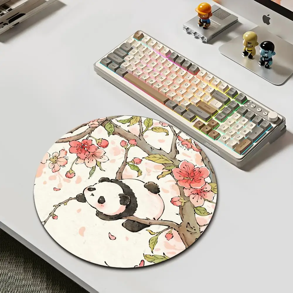 HYBXAXC Panda and Rabbit Mouse Pad Round Mouse Pad Desktop Computer Keyboard Wireless Mouse Boy Girl Gift for Play games 22X22CM
