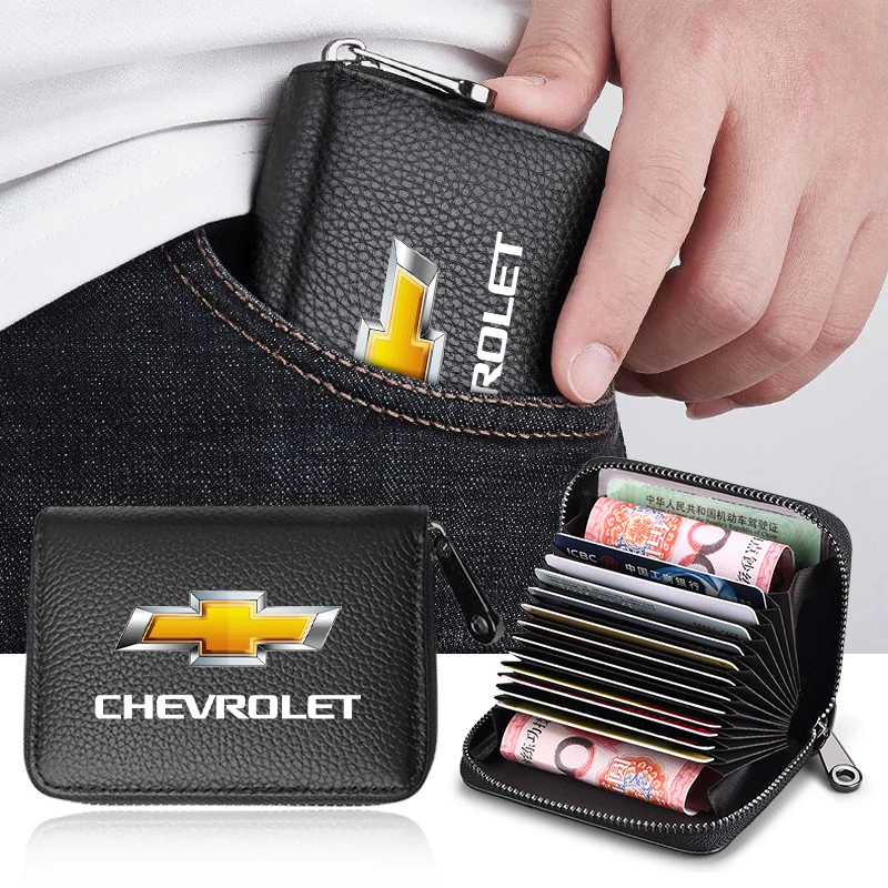 

1x Leather Car Driver's License, ID Card, Bank Card Wallet Car Accessories For Chevrolet Captiva Colorado Cruze Spark Malibu