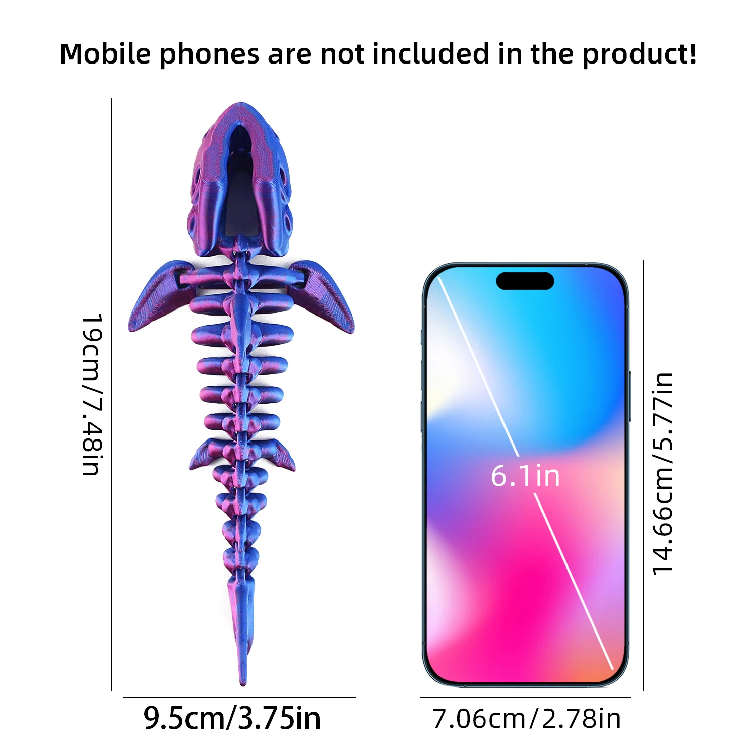 Joint squelette de requin 3D, jouet mobile et rétractable, ornement créatif multicolore, décoration de décompression, cadeau