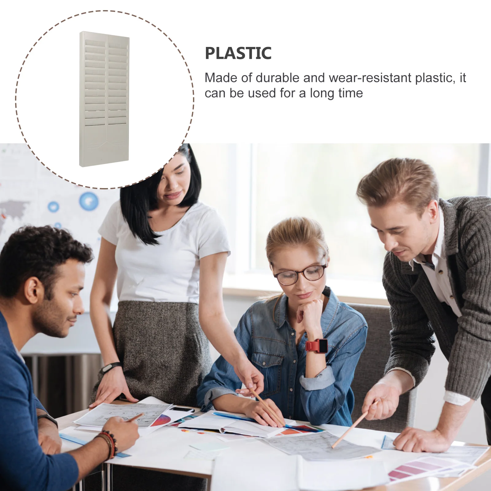 

1pc 24-Slot Attendance Card Holder Plastic Wall-Mountable Rack Time Storage Tool Reusable Exam Machine Bracket Student