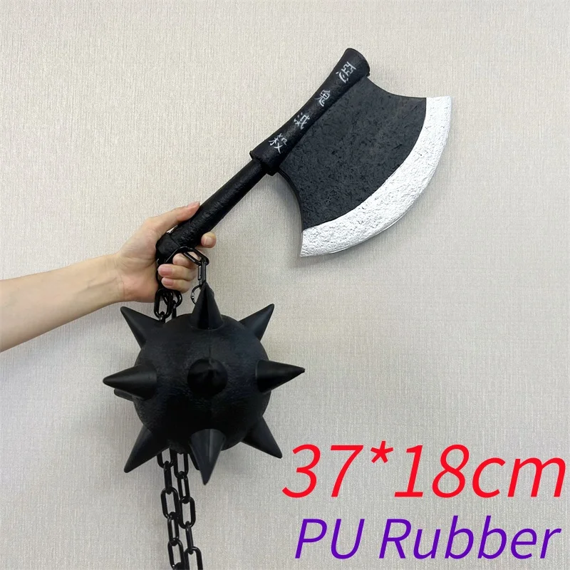 Anime Demon Slayer Weapons Cosplay Props Himejima Gyomei Knife Broad Meteorite Hammer Axe Sword Safety PU Rubber Model