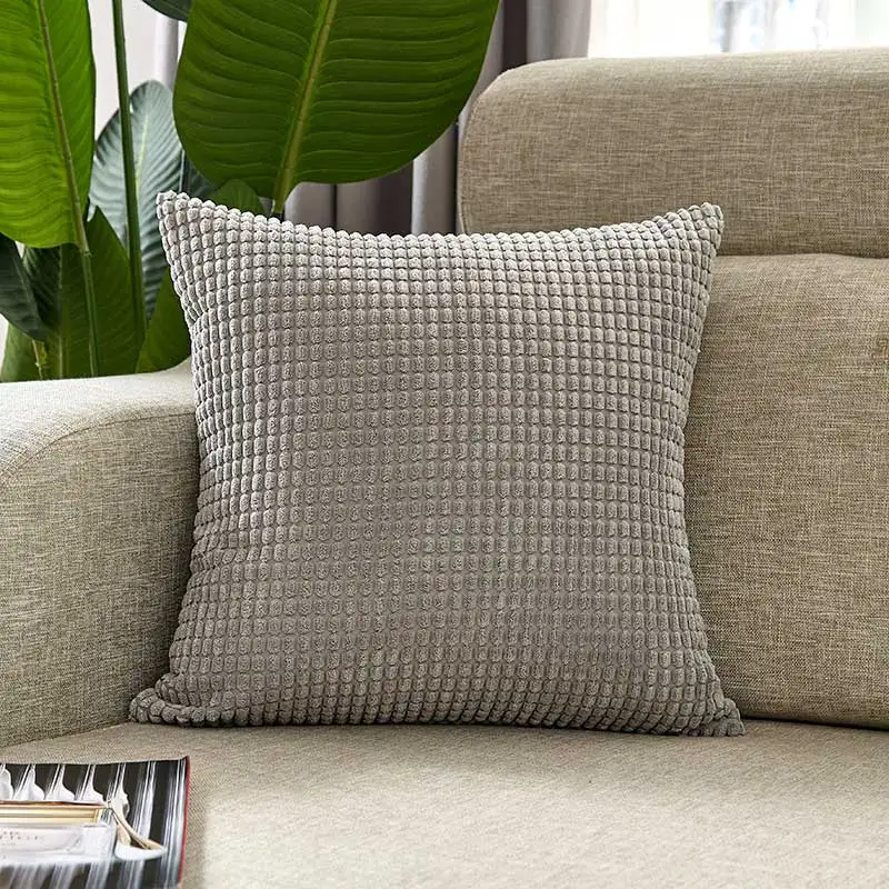 Gray Cushion Covers Super-Soft Striped Velvet Corduroy Home Decorative Pillow Cover For Sofa 45x45cm Decorative Pillow Case