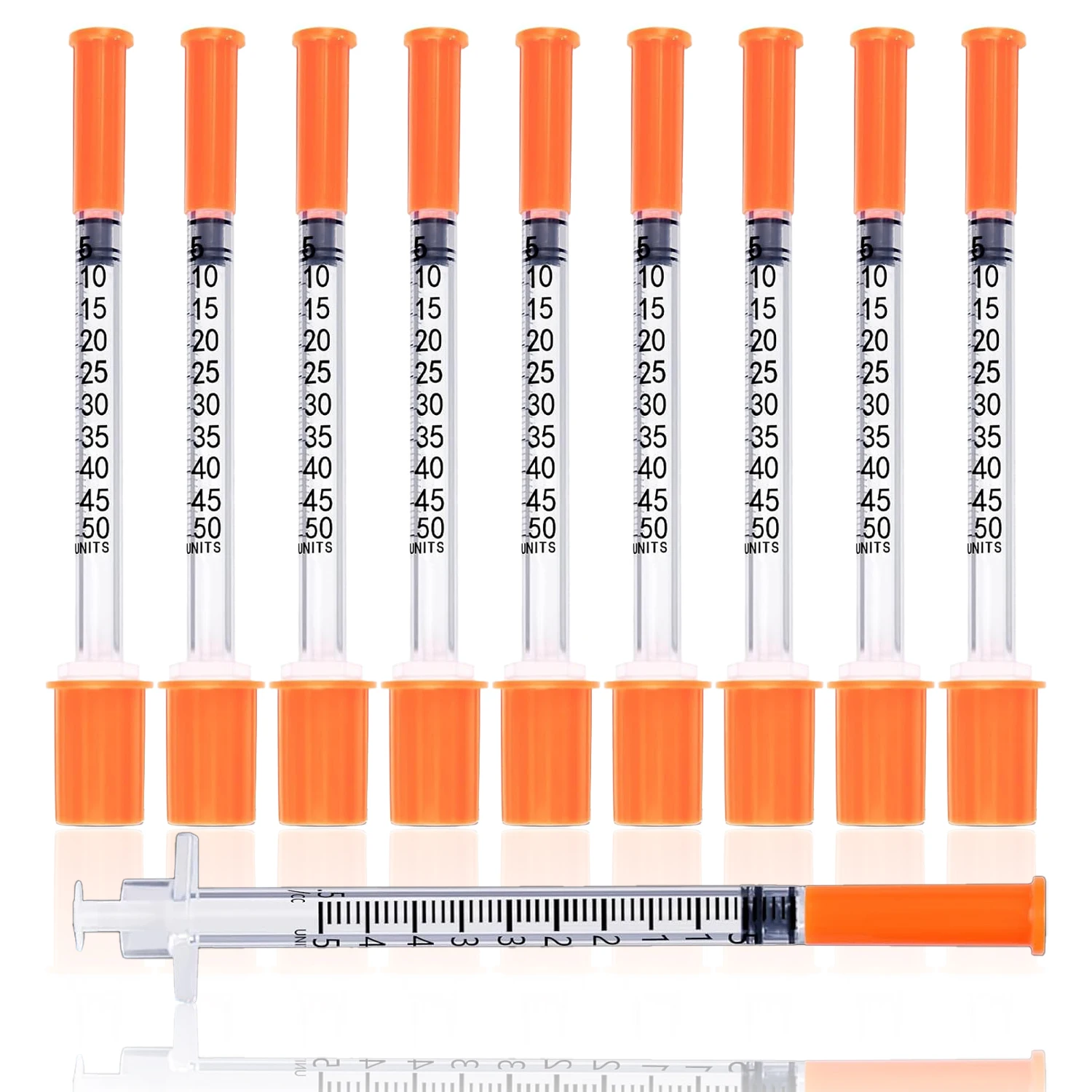 25 or 100 Pcs 0.5ml 30G 8mm Sterile Insulin Syringe With Needle, Individually Packed for Pets & Farm Animal Use
