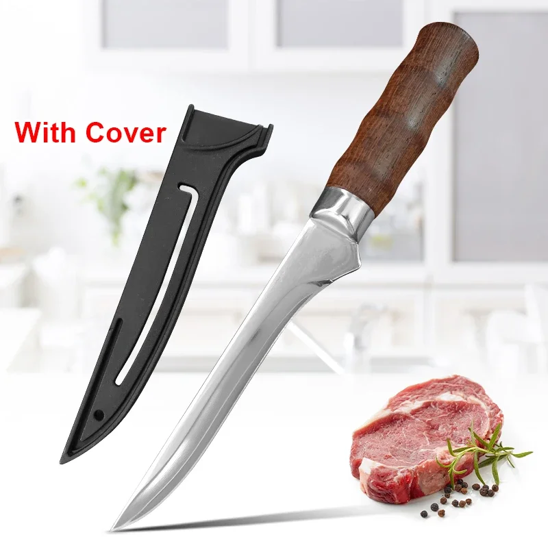 Forged Boning Knife Cleaver Meat Slicing Peeling Kitchen Knife Chef Butcher Meat Fish Cutting Cooking Tools With Knife Cover