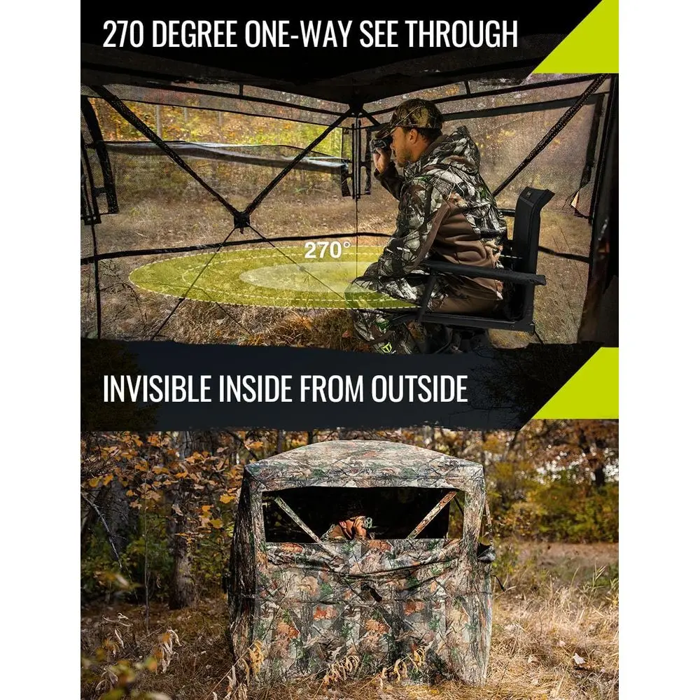 محمول 270 °   خيمة صيد شفافة منبثقة مع حقيبة حمل، تمويه الغابات