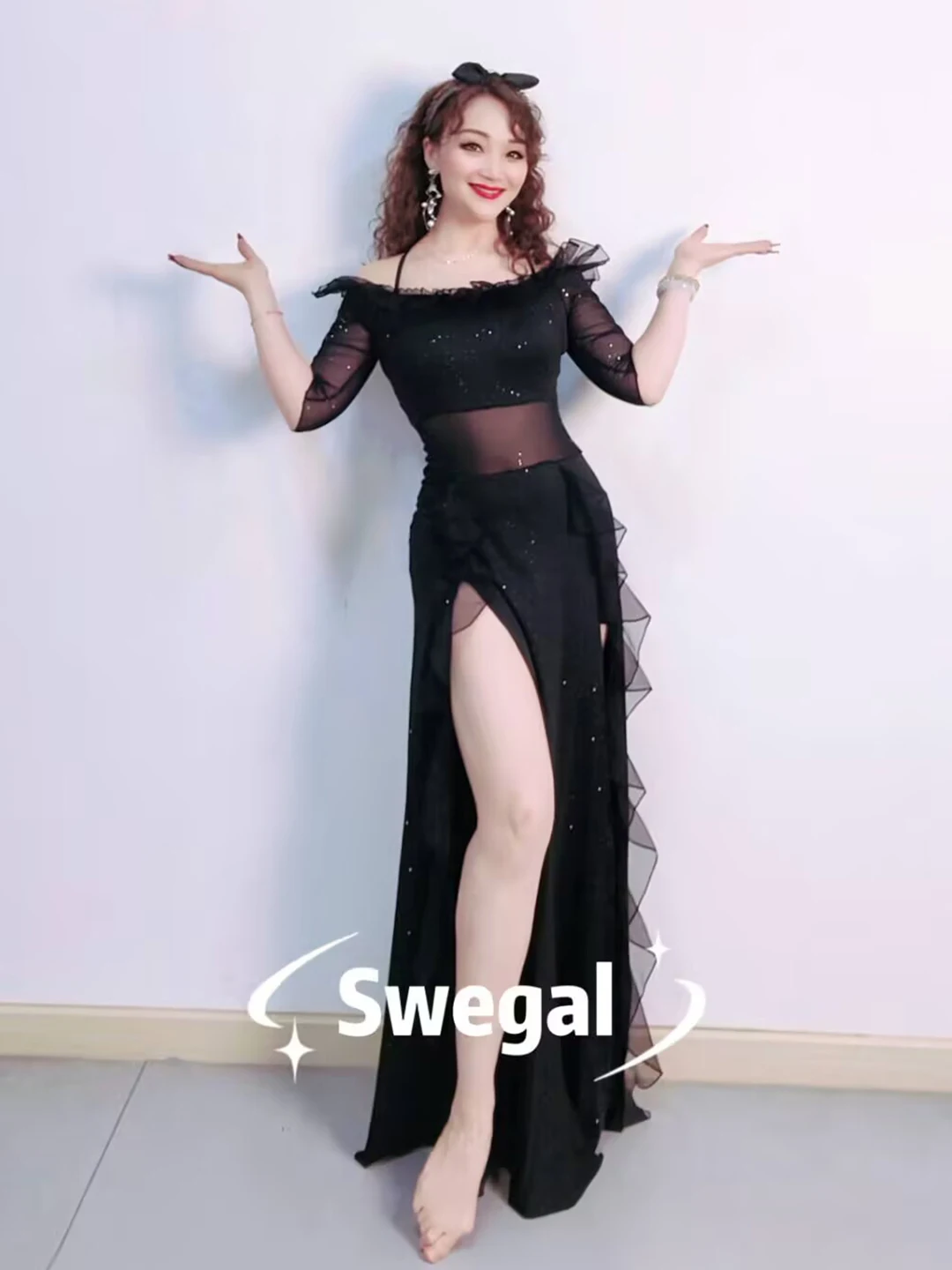 Sexy Master Edition Eastern Dance Costume SWEGAL Belly Dance Practice Suit Dress Netting Leaf  Stage Performance Women's ...
