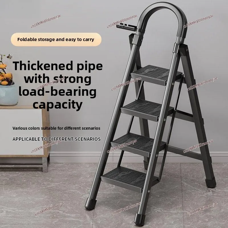 Disassembling Household Folding Thickened Carbon Steel Herringbone Mobile Stairs Anti-slide Multi-function Ladder Stool
