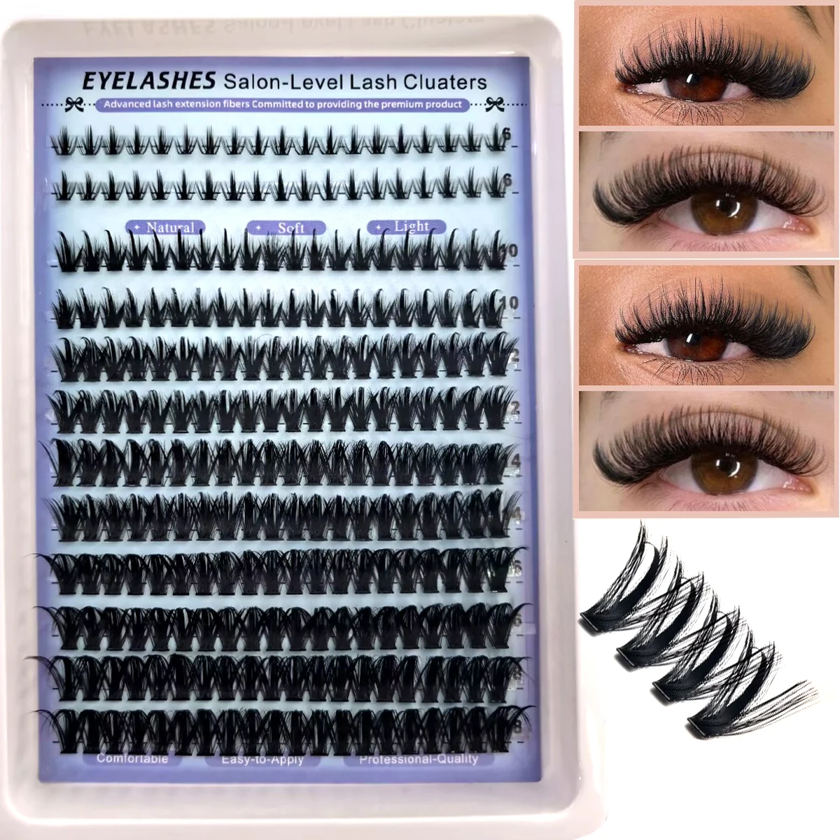 DIY Cluster-Wimpern Wispy Lash Clusters mit Spikes Salonähnliche Wimpern-Cluster-Verlängerungen Vollständige Spiky Einzelwimpern