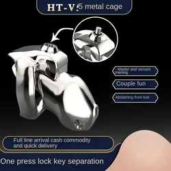 Stainless Steel Luxurious Penis Lock Male Chastity Device Cock Cage Penis Ring Belt Fetish Adult Sex Toy Chastity for Sextoys