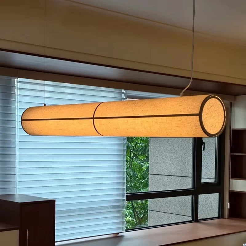 

Nordic LED fabric pendant lamp art living room Japanese ceiling decoration home decoration long office bar restaurant lighting