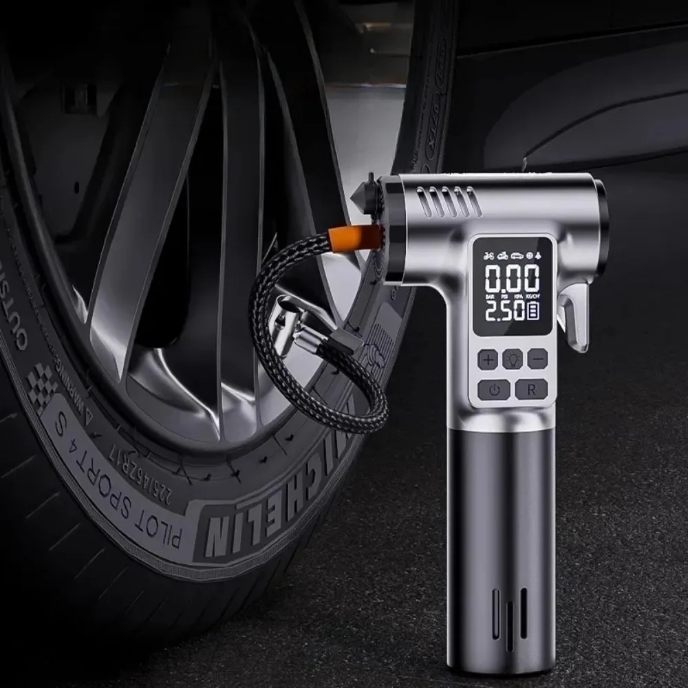 Two-in-one Multifunctional Car Tire Air Pump with Car Wireless Safety Hammer Portable Air Pump Motorcycle Bicycle Tire Pump