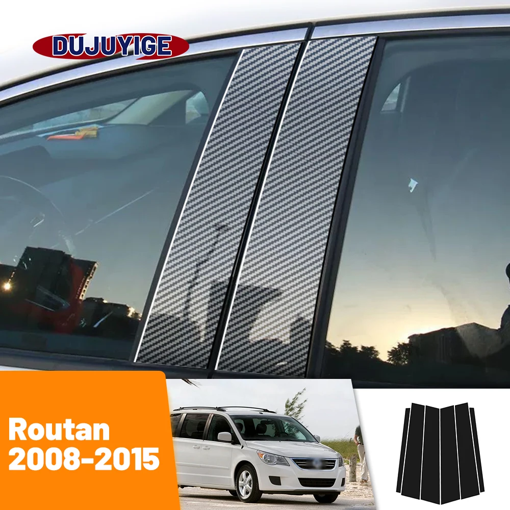 

For VW Routan 2008-2015 2009 2010 2011 2012 2013 Carbon Fiber Window Door Column Deal B C Pillar Post Cover Trim Sticker