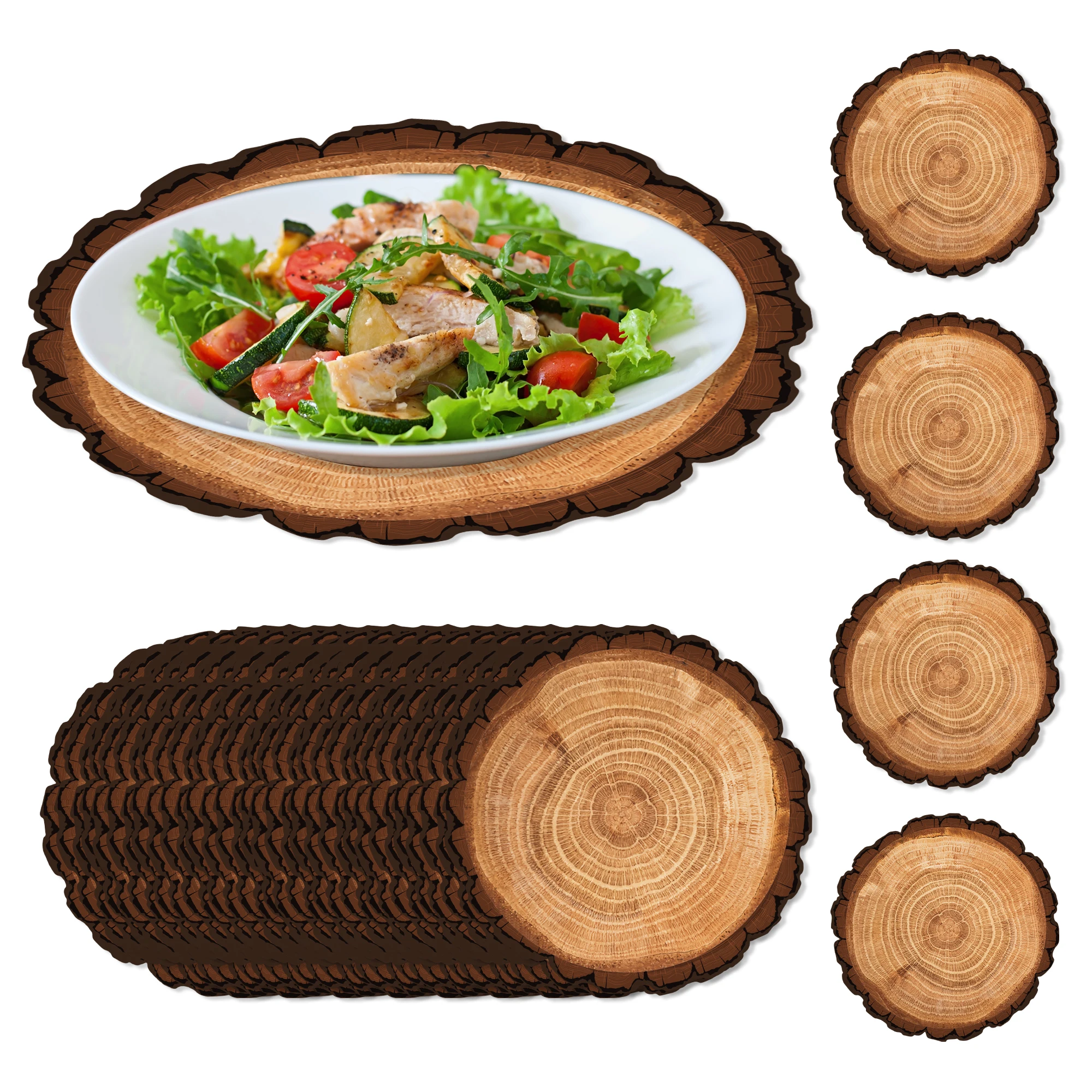 10pcs Disposable Wood Shaped Placemat Set Table Mats Brown Tree Wedding Birthday Festival Party Dining Table Pats Decorations