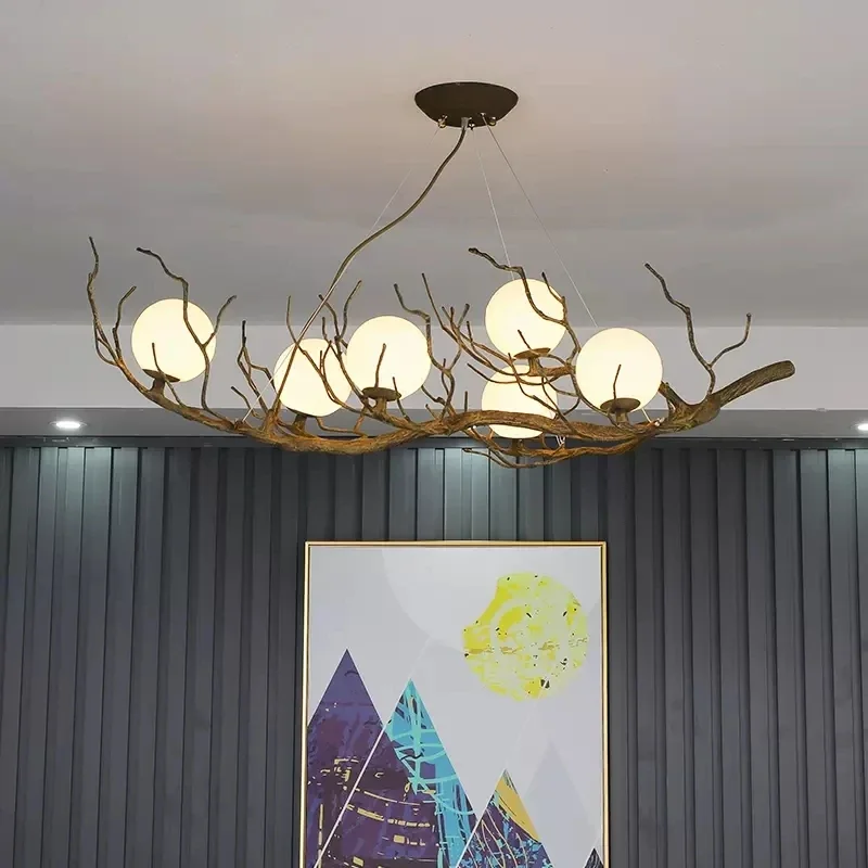 Modern Branch Led Living Room Chandelier Retro Moon Art Lighting Creative Personality Pendant Light Bedroom Restaurant Fixtures